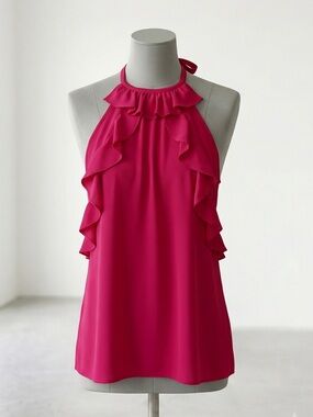 Women’s Bright Fuchsia Ruffle Tank Top